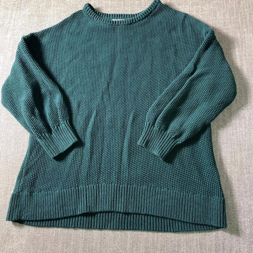 Old Navy Tunic Sweater Womens XL Green Ribbed Chunky Knit Drop Shoulder Winter